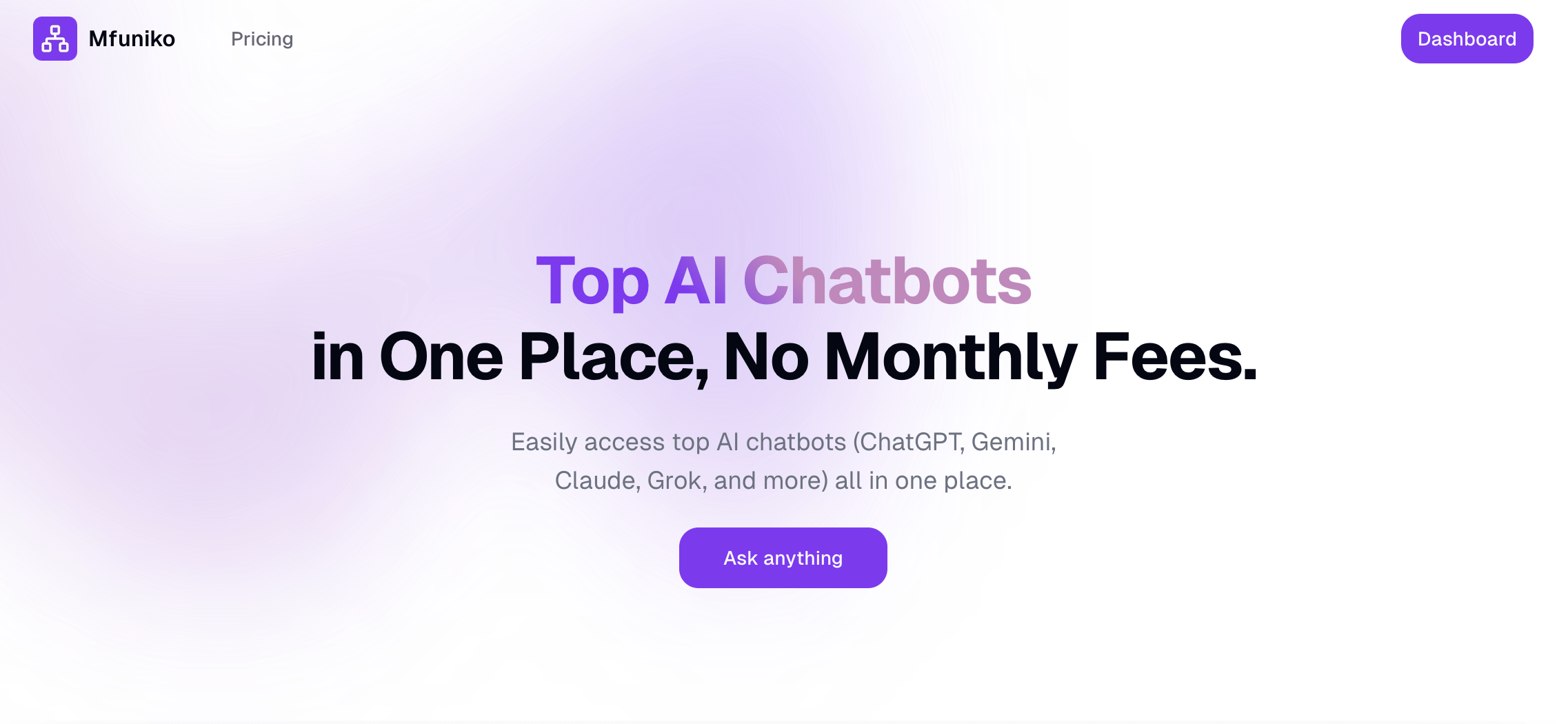 Mfuniko // Easily access top AI chatbots (ChatGPT, Gemini, Claude, Grok, and more) all in one place.